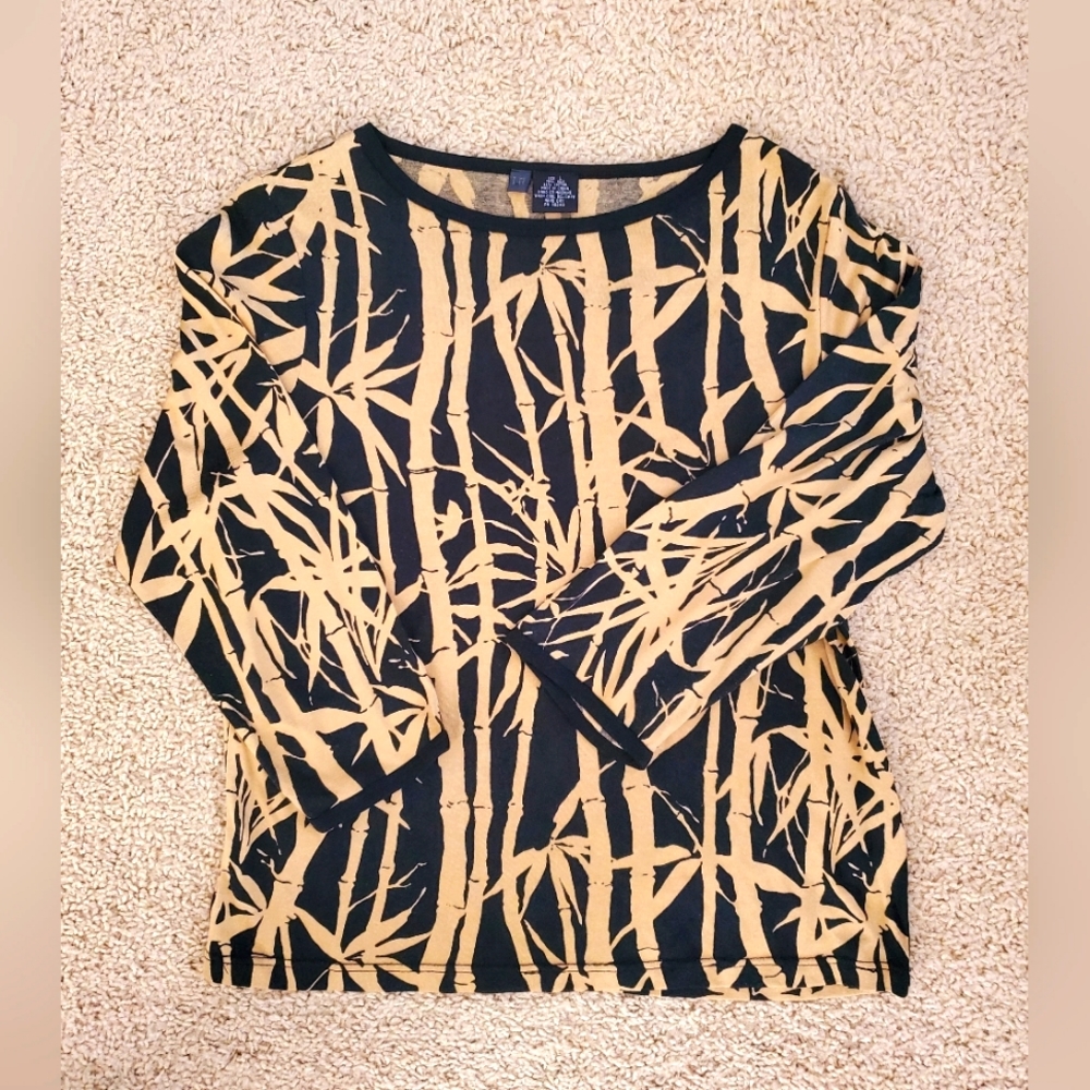 LR Silk/Cotton Top, Black/Bamboo, Size L